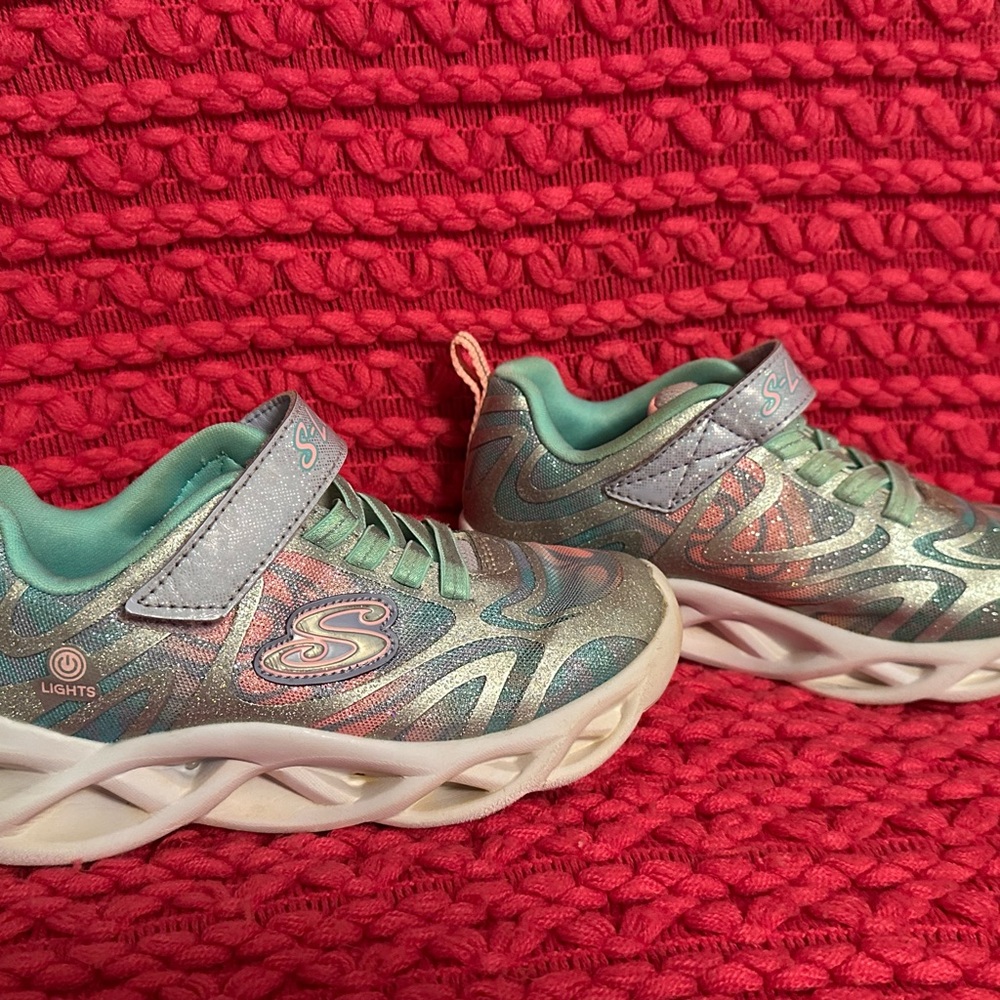 Skechers Kids' Shimmering Sneakers - Teal and Pink